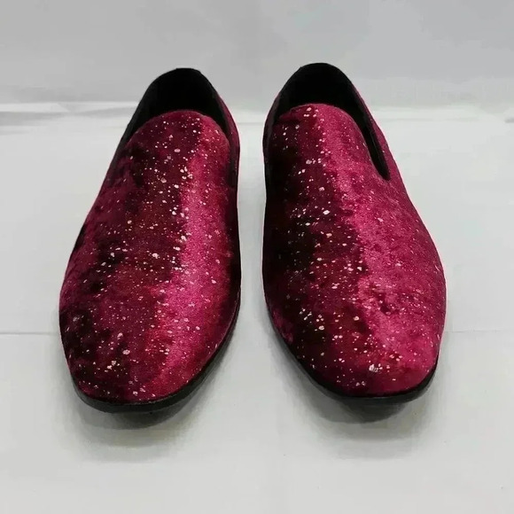 NWT Stacy Adams Men\'s Stellar Plain Toe Glitter Slip-On Shoes Burgundy Size 9.5 main image 8